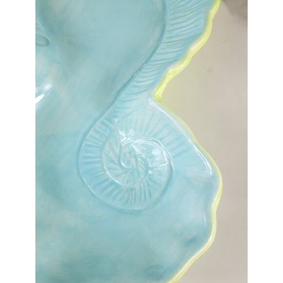 Seahorse Shaped Tray Kate Williams Turquoise 10" Ceramic Glazed 90s Vintage - Picture 3 of 15